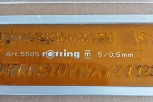 Original rOtring Schriftschablone N° 5505 5 mm schräge Schrift (kursiv) - Bild 1 von 3