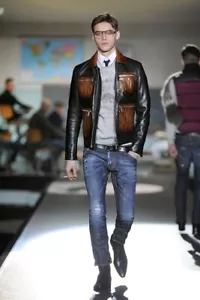 This Rare Piece Rocks Hard! Vintage DSQUARED2 2012 Brown/Black Moto Biker Jacket - Picture 1 of 11