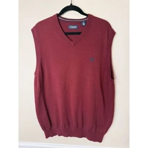 Chaps Burgundy V-Neck Sweater Vest Classic Business Casual Golf Menswear Large - Picture 1 of 5
