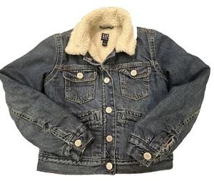 Jean Jacket Kid’s/Girl’s Size M Sherpa Lined Gap Denim Trucker Casual Classic - Picture 1 of 15
