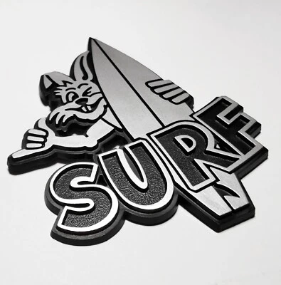 HR-IMOTION Emblem Auto 3D Relief Schild Surf Bord Hase 9 cm selbstklebend