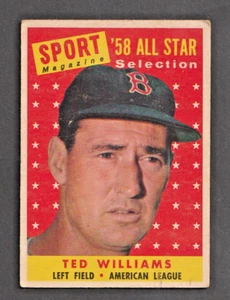 Original 1958 Topps Baseball #485 Red Sox Ted Williams All Star EXMT - Picture 1 of 2