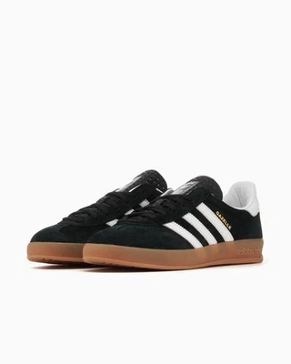 adidas Originals Gazelle Indoor Suede Trainers - UK 4 - Black/White/Gum (H06259) - Image 1 of 4