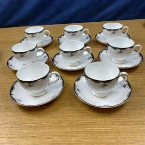 Vintage Wedgwood Chartley Bone China (8 Sets) Footed Cups & Saucers - England - Picture 1 of 9