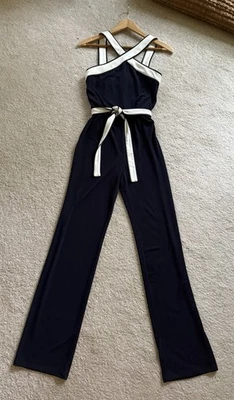 Ann Taylor, Mono Halter Azul Marino Y Blanco - Nuevo Con Etiquetas Foto 1 de 4