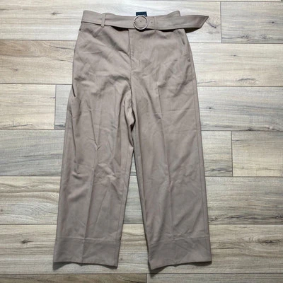 Club Monaco Enamel Ring Wool Blend Straight Leg Pants Size 10 Camel Ankle Length - Image 1 of 4