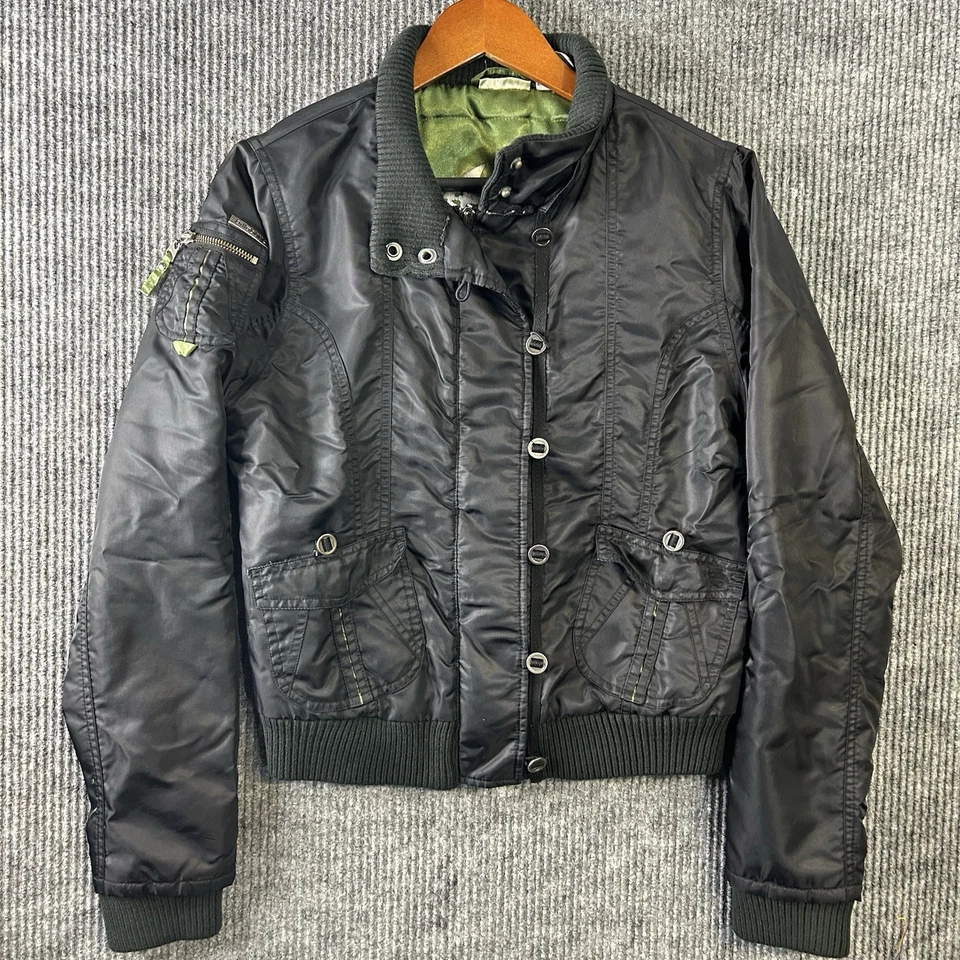 Chaqueta de bombardero grande negra vintage Y2K Billabong para mujer Foto 1 de 4