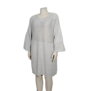 J. Jill Womens Sweater Dress Size 4X Stormy Blue Organic Cotton Tunic 3/4 Sleeve - Picture 1 of 6