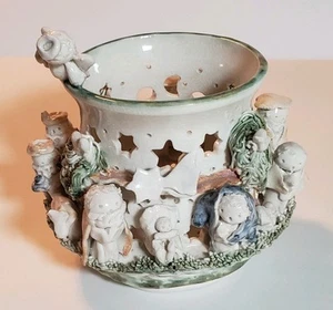 Meike Snyder Handmade Nativity Porcelain Pottery TEA LIGHT CANDLE HOLDER - Picture 1 of 20