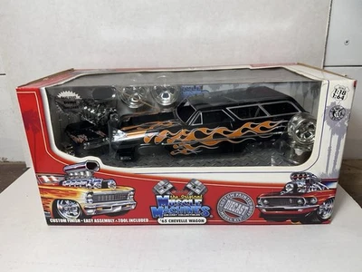 Muscle Machines 1965 Chevelle Wagon Build It Kit Black 1:18 & 1:64 Diecast NEW - Image 1 of 4