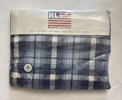 New Vintage Ralph Lauren Home Collection Skating P PL Blue Full Flat Sheet - Image 1 of 4