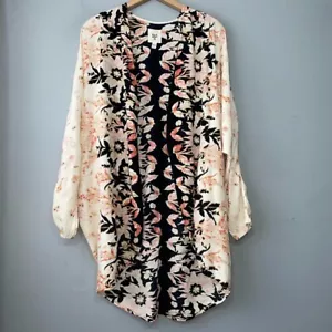 BillaBong Womens Size S M Duster Kimono Tropical Floral Beachy Cover Up Boho - Bild 1 von 10