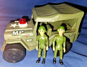 Vintage Tonka JEEP ARMY MP 215 Pressed Steel Military vehicle with soldiers