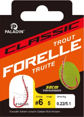 Classic Teighaken 50cm Forellenhaken Forellen Haken Angelhaken Vorfach gebunden