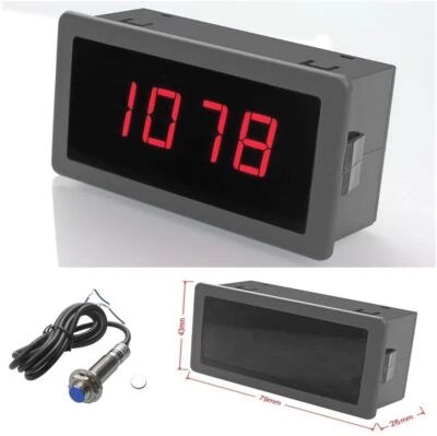 Car Auto 4 Digital Motor Red LED Tachometer RPM Speed Measure Gauge Meter 0-9999 - image 1 of 4