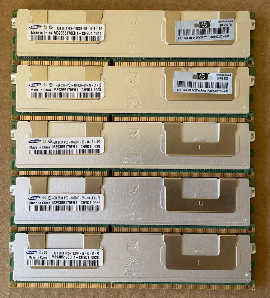 5x SAMSUNG M393B5170DZ1-CH9Q4 500203-061 PC3L-10600R DDR3-1333 4GB 2Rx4 RDIMM - Image 1 of 1