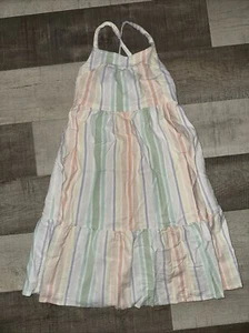 Cat & Jack Striped Pastel Spaghetti Strap Spring Maxi Dress Girl's Medium 8 - Picture 1 of 6