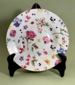 Vintage Mayfair Collection by Jay Soup Bowl Decorated with Brilliant Flowers - Imagen 1 de 6
