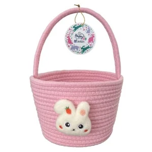 Easter Baskets for Kids Girls Pink Cotton Woven Bunny Small Easter Basket - E... - Picture 1 of 7