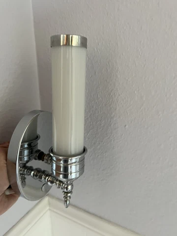 Four Art Deco Chromed Brass Antique Milk Glass Slip Shade Wall Sconce Fixtures Cover