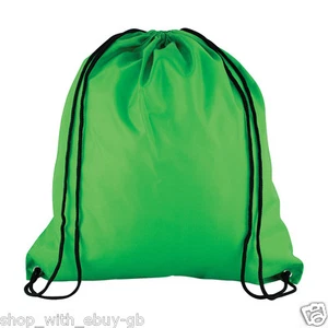 GRÜNE LEICHTE KORDELZUG BUCHTASCHE SCHULE SPORT FITNESSSTUDIO NYLON ÜBUNG - Bild 1 von 1
