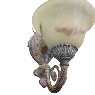 Aplique de montaje en pared con cable aspecto de cobre rústico pantalla de vidrio tostado esmerilado Foto 1 de 4