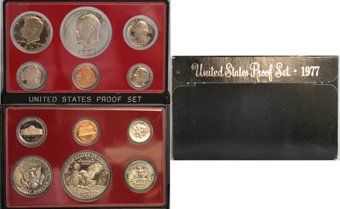 1977 Proof set CN-Clad Eisenhower Ike Dollar Kennedy- (OGP) 6 coins Cover