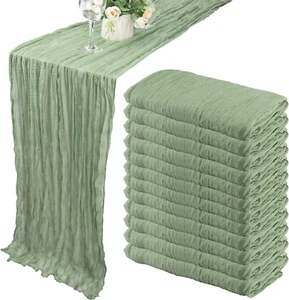12 Pack 10Ft Cheesecloth Table Runner 35X120 Inch Boho Gauze Table Runner Cheese - Picture 1 of 7