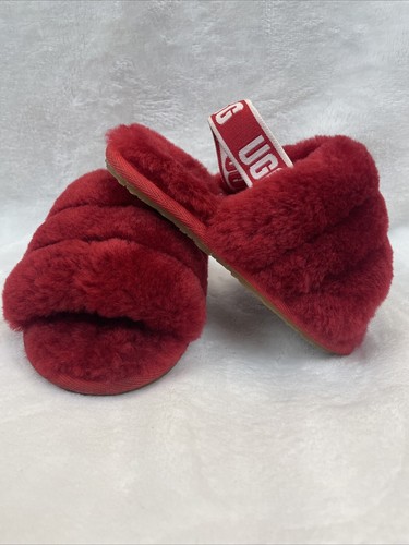 Sandali UGG bambina bambina Fluff Yeah slingback slides rossi taglia 6 ciabatte
