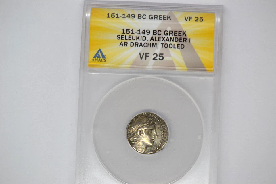 SELEUCID KINGDOM. Alexander I (151-145 BC). AR drachm (17mm). ANACS VF-25 Tooled - Image 1 of 4