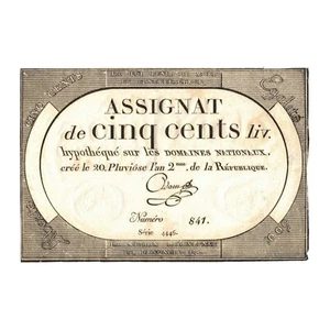 France Assignat de 500 livres 1794 TTB+ Laf.172 LARGE CHOIX DE SIGNATURES ! - Imagen 1 de 46