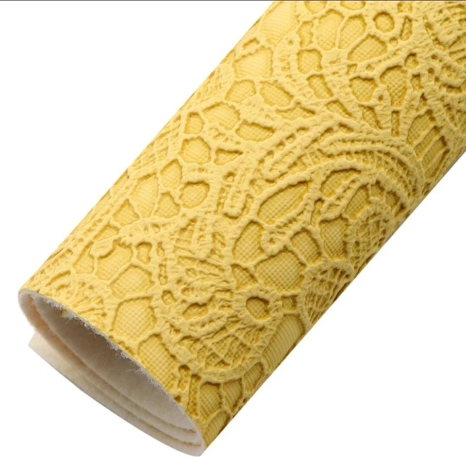 SÁBANA DE IMITACIÓN DE CUERO CON ENCAJE MANTEQUILLA 8" X 12" AL POR MAYOR 1144699 Amarillo Foto 1 de 1