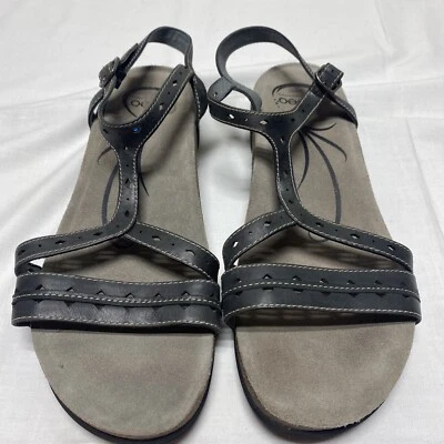 Abeo Grey Leather Sandal Women Sz 11 WN11 Biomechanical Strappy Buckle - Image 1 of 4