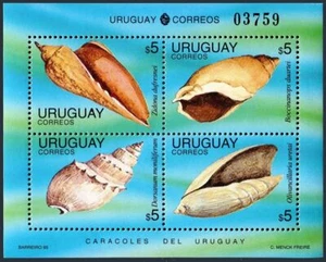 Uruguay 1584 ad sheet, MNH. Michel 2105-2108 Bl.68. Shells 1995. - Picture 1 of 1