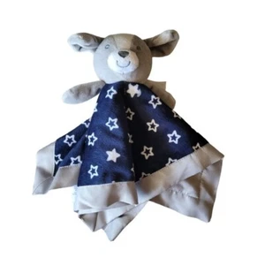 Lovey Security Blanket Blankie Puppy Dog 12 X 12 Navy Gray White with Stars NWOT - Picture 1 of 3