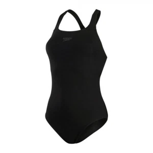 Speedo Essential Medalist Women's Kickback Swimsuit One Piece Black UK 18/40 - Picture 1 of 3