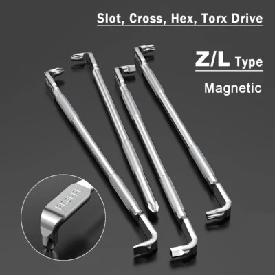 Magnetic Slot Phillips Hex Torx Screwdriver Wrench Right Angle Tight Space Bent - Image 1 of 4