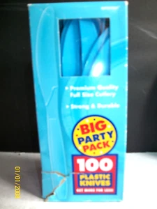 Amscan Big Party Pack 100 durable Dark Blue Plastic Knives Washable - Picture 1 of 2