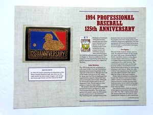 TARJETA DE ESTADÍSTICAS DE HISTORIA PARCHE COLECCIÓN COOPERSTOWN 1994 125 ANIVERSARIO VINTAGE - Imagen 1 de 2