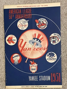 June 24 1951 New York Yankees v Indians program Mickey Mantle wore #6 newspaper - Picture 1 of 5