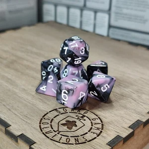 Black Pink Two Tone Dice Set, Polyhedral 7 Dice Set for RPG D&D Tabletop Game - Picture 1 of 1