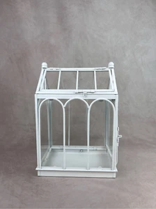 Vintage Small Glass Terrarium Tabletop Metal and Glass - Picture 1 of 10