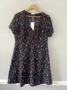 Vila Clothes Dress EU42 UK14 Navy Blue Floral Flowers Blazer Dress Button Detail - Picture 1 of 14