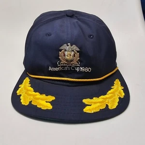 America's Cup Pin Baseball Hat Cap 1980 Blue Vintage Roman Pro Snapback V5a - Picture 1 of 10