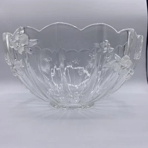 Mikasa Walther Crystal Clear Frosted Embossed Floral Serving/Center 10.5" Bowl - Picture 1 of 6