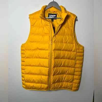 NWT Lands’ End Yellow Gold Puffer Vest, Men’s Size Large - Image 1 of 4