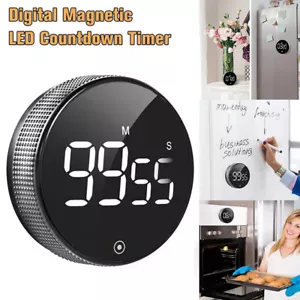Digital Magnetic LED Countdown Timer Stopwatches Kitchen Cooking Alarm Round - Picture 1 of 12