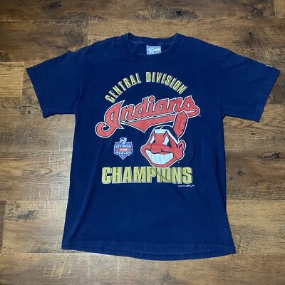 Camiseta De Colección Cleveland Indians 1995 Chief Wahoo Central Div Champions Azul M Foto 1 de 4