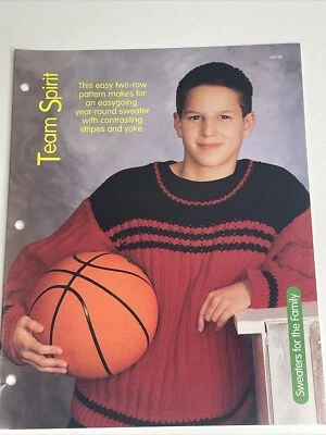 Team Spirit Sweater Adult Size S M L Knitting Pattern House of White Birches - Image 1 of 4