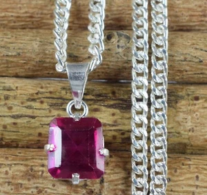Natürlicher 7,50 ct Rhodolith Granat Smaragdschliff Edelstein zertifiziert Herren Anhänger - Bild 1 von 7